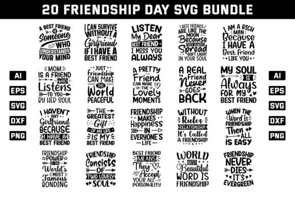 Friendship Day SVG Quote Bundle